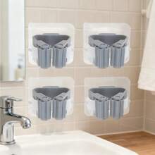 4pcs Mop Rack Self-Adhesive Broom Rack Wall-Mounted Mop Bracket Sweeping Brush Hook Storage Rack Bathroom Kitchen Accessories - Multicolor - View 4