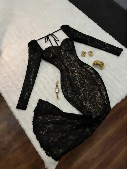 فستان ماكسي أنيق مصمم بياقة مربعة مُحبك للنساء من فوسالت، مناسب لارتداء الربيع والعيد والشاطئ وحفلات الزفاف وأناقة المرأة والعطلات، بأسلوب Y2K، باللون الأسود