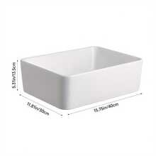 1pc Modern Simple Rectangular Ceramic Basin 40*30*13cm Bright White Over-The-Tap Basin Includes Hose And Water Inlet For Use In Wardrobe Room/Bathroom/Occupational Office - White - View 1