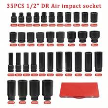 35pcs Universal Impact Socket 1/2" Inch Deep Impact Socket Tool Set Pneumatic Impact Socket Set 8-32mm, Perfect For Home DIY Projects, Without Battery - 35pcs - View 3
