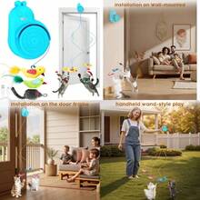 Interactive Cat Toys For Indoor Cats - Automatic Flying Bird Feather And Mouse Wand Enrichment Toy Hands-Free Or Handheld USB-Rechargeable  Play Chase Exercise For Bored Kittens And Adult Cats+FVXCSDS - Màu xanh lam - Xem 1