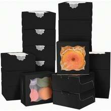 Kraft Bakery Boxes With Window, Small Pastry Boxes, Thick And Sturdy - Beige - View 3
