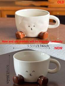 1pc Cute Cartoon Footprint Ceramic Mug, Creative Design, Can Be Used As Breakfast Milk Cup, Tea Cup Or Other Gifts. Perfect Choice For Birthday Or Christmas.
