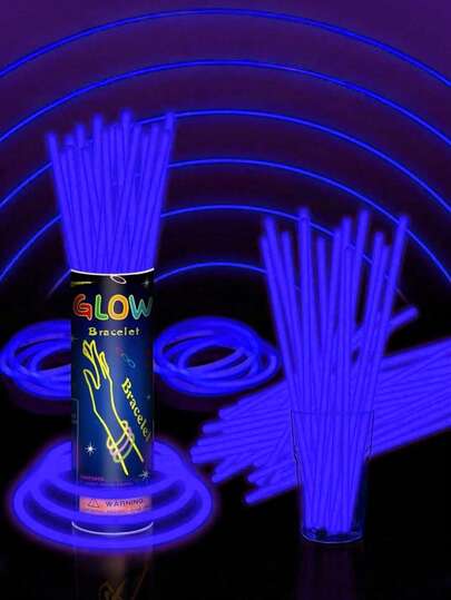 15/50/100pcs Blue Glow Stick Lights. These Lighting Fixtures Can Glow In The Dark, Used For Decorative Lighting. They Have A Continuous Lighting Time Of 8 To 12 Hours.