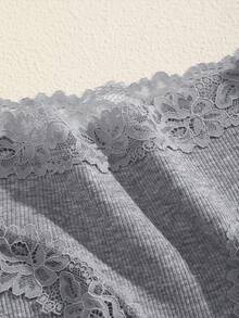 7pcs Solid Color Cotton Lace Patchwork Ribbed Sexy Romantic Comfortable Low Waist Women's Triangle Panties - Multicolor - View 6