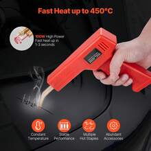 Soldador de plástico, Pistola de soldadura de plástico de 100W con grapas calientes de 800PCS, Pistola de soldadura de grapas calientes profesional, Kit de reparación de parachoques de plástico para coches con luz led para kayak, Juguetes, Reparación de grietas de plástico - Rojo - Ver 2