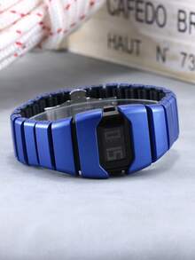 New Retro Y2K Futuristic Style Men's Wrist Watch, Best Gift For Halloween And Christmas - Blue - View 2
