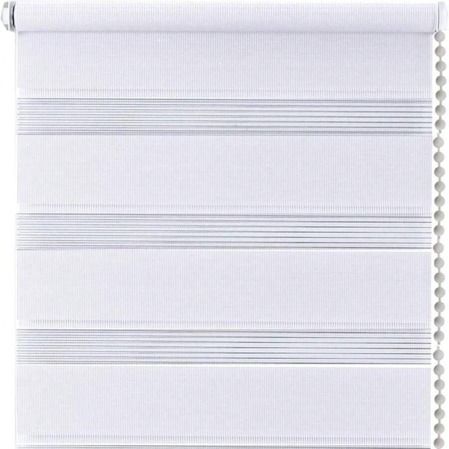 Zebra Dual Roller Shades Light Control Easy Fix Window Blinds Living Room Bedroom - White - View 1