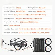 Bike Cargo Trailer, 160 Lbs Load Capacity, Heavy-Duty Bicycle Wagon Cart, Foldable Compact Storage & Quick Release With Universal Hitch, 16" Wheels, Reflectors, Fits 22"-28" Bike Wheels - Black - View 7