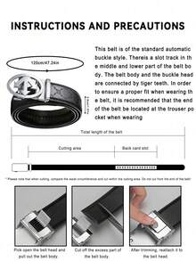 1 Piece Of 2026 New Arrival Men's Light Luxury Arrow-Shaped Automatic Buckle Belt, A Fashionable And High-End Business Belt With Letter-Embossed Strap, 47 Inches Long. Perfect For Matching With Jeans, It Is Suitable For Daily Outings And Office Business Wear, And Also Serves As An Ideal Gift For Family Members And Boyfriends On Anniversaries Or Festivals. - Multicolor - View 8