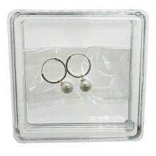 1 Pair 925 Sterling Silver Hoop Earrings With 12mm Round Pearl Pendant, Elegant Jewelry Gift For Girlfriend, Women, Daily Wear - Silver - View 7