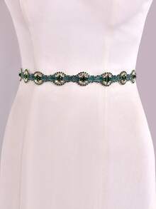 1 قطعة حزام زفاف شخصي، ضروري لحفل العروس، مناسب لديكور حفلة العروس، هدية لوصيفات العروس، إكسسوار خصر للسفر اليومي، هدية عيد الحب - الشريط الأخضر - مشاهدة 6