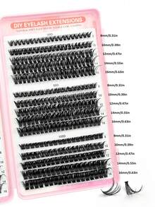 Asiteo 520/590pcs High Capacity Individual Cluster Eyelash Extensions Lash Book, 30D+40D+50D+60D+80D+100D/60D+100D+120D+150D Cluster Eyelash Extensions Makeup - D - View 3