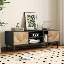 Television Stands & Entertainment Centers - Black+Natural + Iron + Particle Board + 39 Inches Or Less + 39 Inches Or Less - View 9