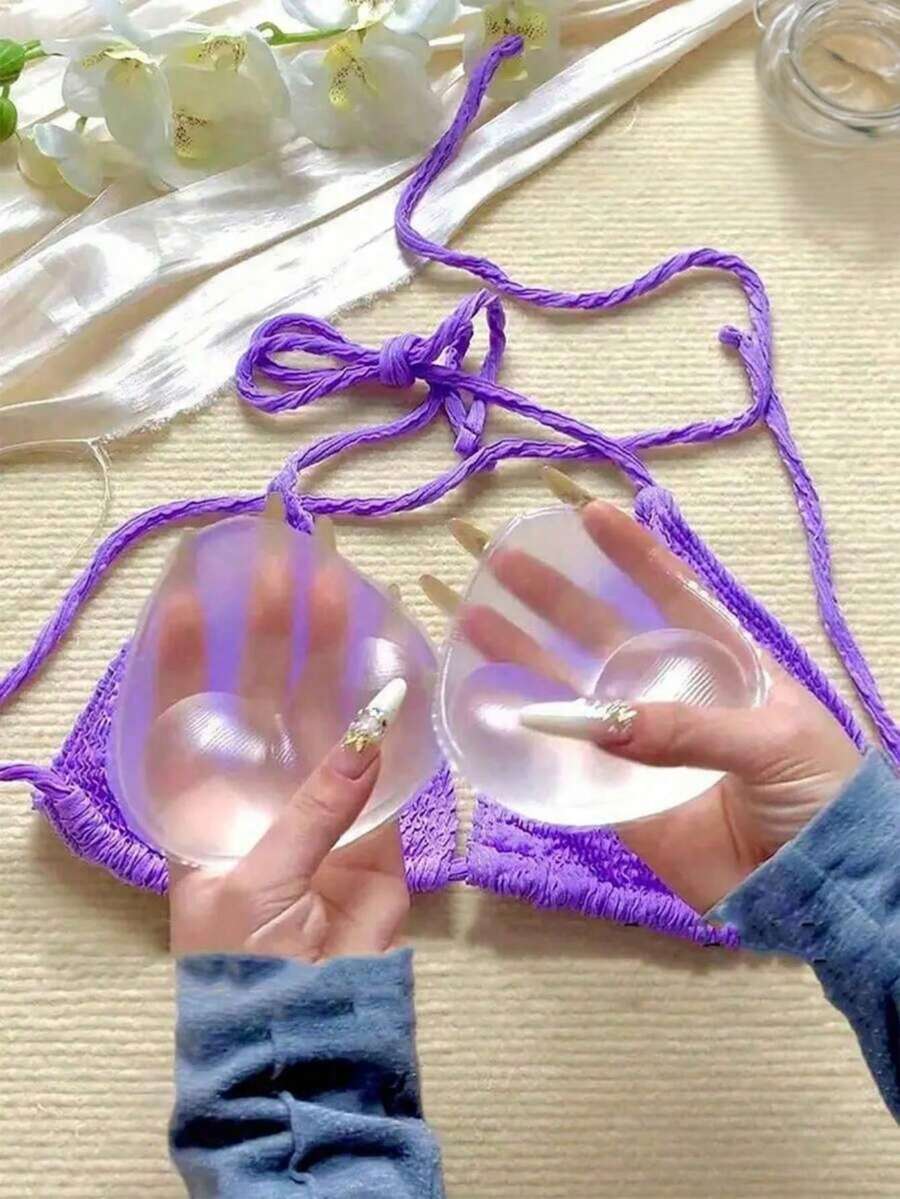 2/4片装隐形硅胶胸垫 - 泳衣支撑垫和聚拢垫，柔软、可水洗、可重复使用、无痕塑形效果，适用于比基尼、婚纱、泳池/海滩活动和派对，泳装配件