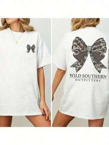 Vintage Camo Bow Hunting Shirt, Wild Southern Camo T-Shirt,Simply Printed Graphic Shirt,Daily Casual Womenswear-Unisex Street-Style Cotton T-Shirt Top - 白色 - 查看 9