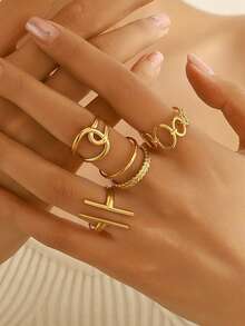 4件套极简开口戒指，韩式小众设计，镀金工艺，兼具装饰性和实用性（防水、低过敏性），适合作为时尚配饰和日常穿搭。