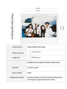 FujiFilm Fuji Instax Wide 400 Film, Perfect For Instax Wide 200, 210, 300, 400 And Evon Cameras, 20 Sheets, Capture Every Memorable Moment, Official Standard Configuration - White - View 7