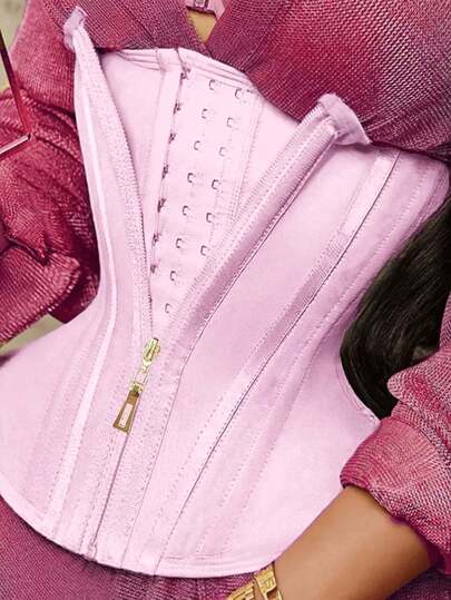 1 pieza Entrenador de cintura con compresión rosa, control de abdomen, ropa moldeadora, accesorio de entrenamiento y fitness, adecuado para yoga/entrenamiento/deportes