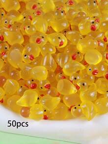 100pcs Glow-In-The-Dark Mini Resin Duck Figurines, Suitable For Miniature Garden Landscape, DIY Cute Party Toys And Craft Decorations - Yellow Luminous Duck - View 10