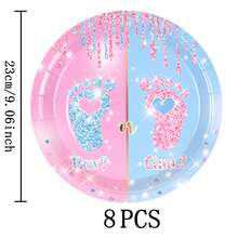 Gender Feet Disposable Set, 7/9 Inch Party Plates, Disposable Paper Plates Paper Cups Paper Napkins Set, Suitable For Wedding, Engagement, Birthday Party, Wedding Party Tableware - Multicolor - View 11
