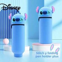 Disney New Cartoon Silicone Retractable Pen Holder - Creative 3D Cartoon Design Retractable Pen Pouch With Foldable Silicone Pen Bag - Blue - View 5