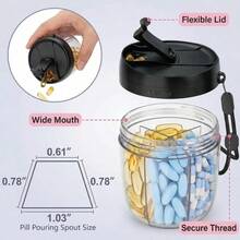 1 PC Weekly/7-Compartment Pill Organizer, Travel Pill Case With Anti-Mix Design – Portable Supplement Container. - 黑色 - 查看 6