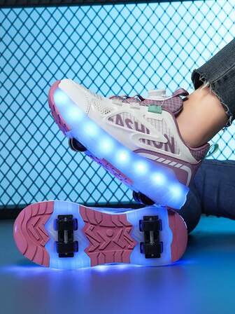 Zapatos con ruedas para adolescentes, zapatos con ruedas, zapatos con 4 ruedas, zapatos con 4 ruedas pequeños, zapatos de patinaje, zapatos luminosos recargables LED