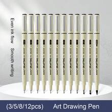 3/5/8/12pcs Drawing Black Fine Line Pen, Fine Nib Manga Marker For Artist Illustration, Sketching, Art Painting, Animation, DIY Gift Items - Black - View 7
