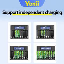 Yonii 8-Slot LCD Display Battery Charger, Supports Pulse Charging, Overcharge Protection, Compatible With 1.2V Ni-MH/Ni-Cd AA/AAA Batteries - CN8 (without Battery) - View 4