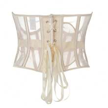 1 chiếc đai nịt eo lưới dành cho nữ, áo corset định hình eo, thích hợp cho tiệc tùng và mặc hàng ngày. - Màu be - Xem 4