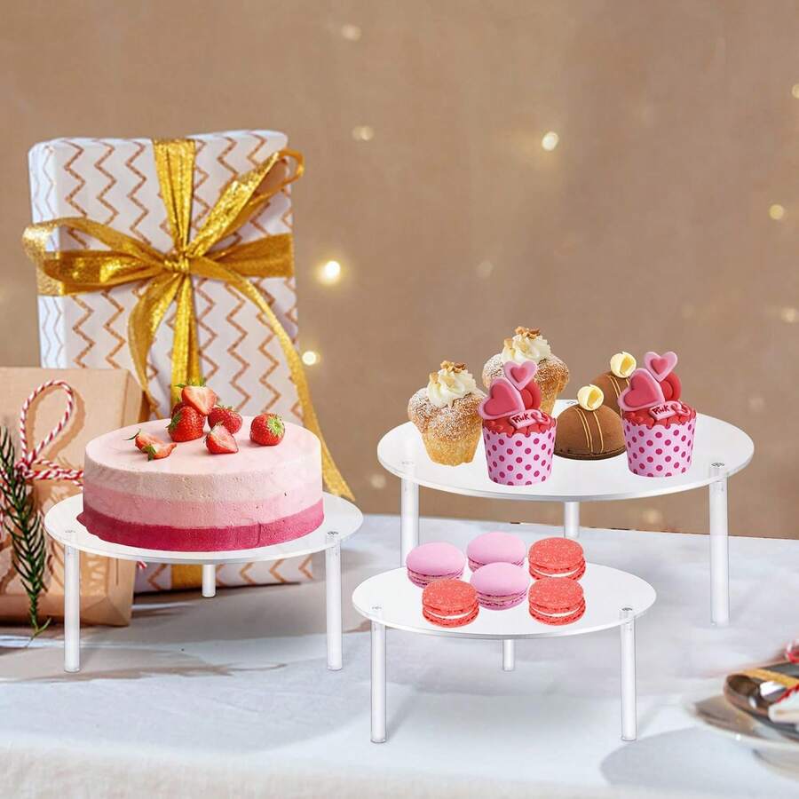 Acrylic Cake Stand Round Transparent Cup Shape, 1 Piece, Ideal For Making Cakes Desserts Pizza, Durable & Stylish Design - Transparent - View 1