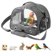 New Bird Carrier With Perch & Ventilation Mesh - Spacious Parrot Travel Backpack Carrier With Zipper Closure, Soft Lining & Carry-On Design For Small To Medium Birds, Cockatiels, Lovebirds, Conures - Durable & Comfortable Pet Carrier For Travel, Vet Visits, Daily Use (Grey), Backpack Bird Carrier, Bird Travel Carrier With Water, Parrot Backpack, Carrying Bag For Birds, Travel Bird Bag, Parrot Movable Cage, Small Cage With Open Roof For Parakeet, Bird Cage, Bird Carrier, Bird Backpack - 陽離子牛津布 - 查看 6
