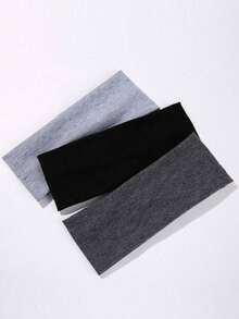 3pcs Solid Color Elastic Headbands For Women, Suitable For Sports, Yoga, Washing Face, Makeup, Wearing Eye Mask, Outdoor Activities, Parties, School, Autumn/Winter Headwear & Accessories, Suitable For Vacation Outfits, Elegant Scarves, Soft Headscarves - Multicolor - View 3