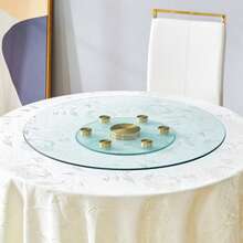 Tischplatte. Zweistufige, Drehbare Runde Glasplatte. The Upper Glass Surface Is 77 Cm, The Lower One Is 38 Cm. Das Drehbare Design Ermöglicht Ein Facheres Aufnehmen Und Abstellen Von Gegenständen. - White - View 4