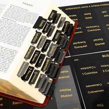 Spanish Black Bible Tabs For Boys Men - Pesta?As Para Biblia En Espa?Ol, Tear-Resistant Sturdy Gold Foil Embosse Waterproof Tabs For Bible Scholars (66 Tabs For Old &Amp; 14 New Testament) - ColorB - 查看 1