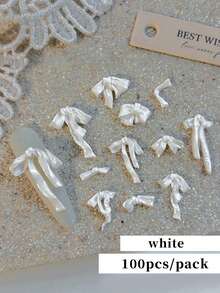 100pcs Butterfly Nail Art Decorations, Blue, White, Pink 3D Butterfly Nail Art Accessories, Cute DIY Nail Art Decor Techniques, Nail Art Crafts - Multicolor - View 8