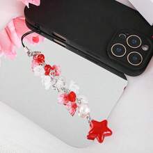 Aesthetic Y2K Phone Charm Cute Cell Phone Charms Star Heart Straps Accessories Keychain Lanyard Women - Đỏ - Xem 7
