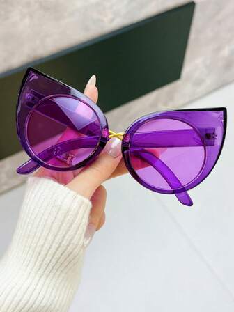 1 pieza Gafas de moda de estilo callejero chic dulce con marco grande de ojo de gato divertido y casual de mujer, estilo Y2K, para fiesta