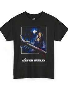 Reimpresión de camiseta vintage de película de terror en plata, camiseta de Stephen King Werewolf - Negro - Ver 1