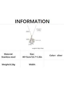 Women's Necklace - 1 Gold Fashionable Simple Stainless Steel Flip-Top Engraved Book Pendant Necklace, My Little Star, Elegant Collarbone Necklace For Daughter Or Mother - Gift - Square - View 8