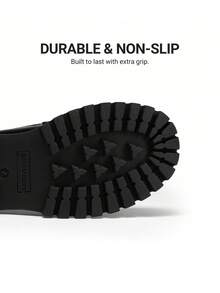 Women Platform Black Patent Loafers 1.57-Inch Chunky Mid-Heel Flatform Loafer Round Toe Versatile Classic Casual Slip On Shoes, 2026 New Spring Summer Shoes - ĐEN-PAT - Xem 9