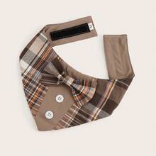 Brown Dog Tuxedo Style Scarf Plaid Pet Bow Tie Collar Adjustable Coffee Plaid Scarf, Suitable For Small, Medium And Large Dogs - Brown - View 6