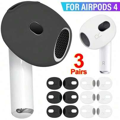 3Pairs Silicone Eartips Compatible With Apple 4 Replacement Ultra Thin Rubber Earbuds Ear Tips For Airpod4 Anti-Slip Earphone Cover