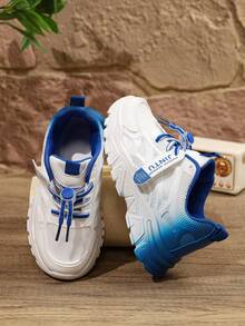 1 Pasang Sepatu Datar Warna Gradien Unisex, Sepatu Sneaker Anak-Anak Modis dan Keren dengan Sol Lembut dan Tidak Bernapas, Sepatu Lari Multifungsi, Cocok untuk Pemakaian Sehari-hari Siswa, Sepanjang Musim - Biru - View 3