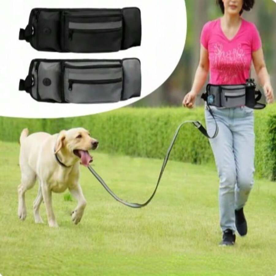 1PC Hands Free Dog Treat Pouch With Bottle Holder Large Capacity Running Waist Bag Reflective Stitches Poop Bag Dispenser - Multicolor - View 1