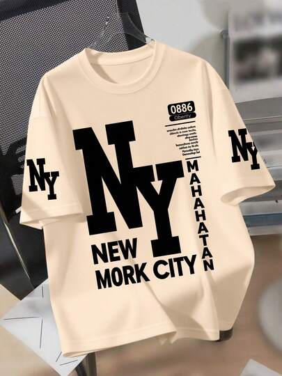 Camiseta de cuello redondo con estampado de eslogan casual para adolescentes, adecuada para la escuela, las compras, el estilo callejero y las vacaciones. Ideal para el uso diario de los niños, también es un gran regalo para familiares y amigos.