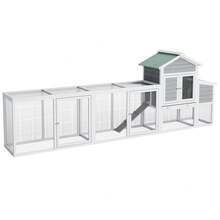 Jaula grande para pollo con techo impermeable y resistente a los rayos UV, gallinero de madera de 122 pulgadas con caja nido, bandeja deslizante y rampa, jaula para gallineros para patio trasero - Blanco - Ver 2