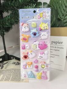 新款可爱海豹贴纸书，柔软可爱高泡EVA水钻泡泡贴纸，幽灵动物儿童可重复使用贴纸 - 彩色 - 查看 13