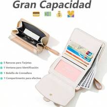 Carteras de Mujer, Triple Lindo Monedero Pequeo con Bolsillo para Moneda - Billetera Dama Tarjetero Bloqueo RFID Tarjetas Crdito con Presilla y Cremallera Rosa - Rosa - Ver 4